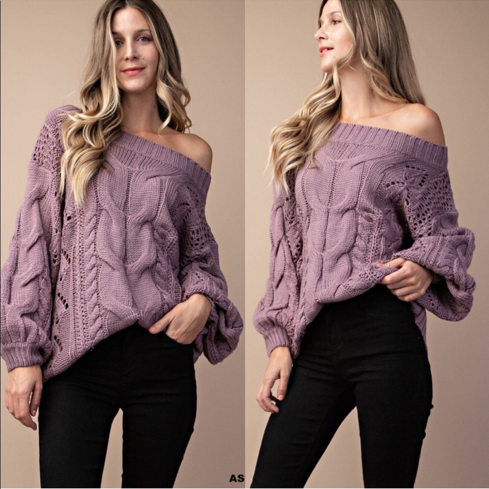 KORI | Off Shoulder Cable Knit Sweater